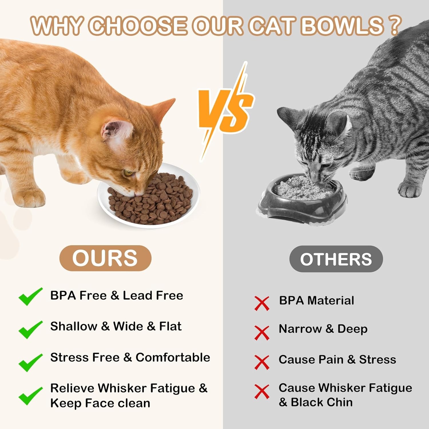 4 Pack Ceramic Cat Food Bowls, 5.9 Inch Ceramic Cat Dishes Set for Indoor Cats and Small Dogs, Anti Whisker Fatigue Kitten Bowls, Wide Shallow Kitten Plates for Food and Water