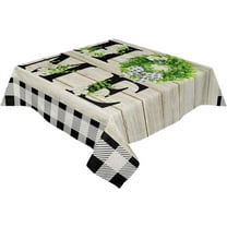 Waterproof Tablecloths for Square/Outdoor Tables Spring Farmhouse Home Wood Vinyl Oilcloth Dining Table Cloths Boxwood Buffalo Check Spillproof Table Cover for Kitchen Party 54x54 Inch