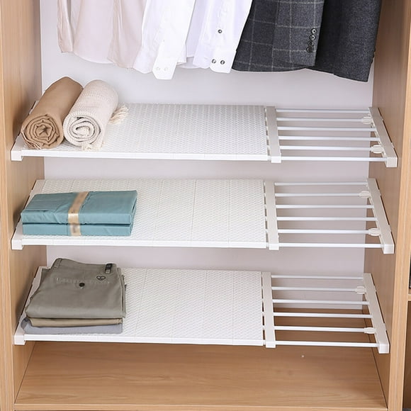 ziyahi Wardrobe Closet Organizer Adjustable Storage Shelf Cabinet Stand Space-Saving Kitchen Rack Extendable Punch-free Cabinet Stand Holder Type 1