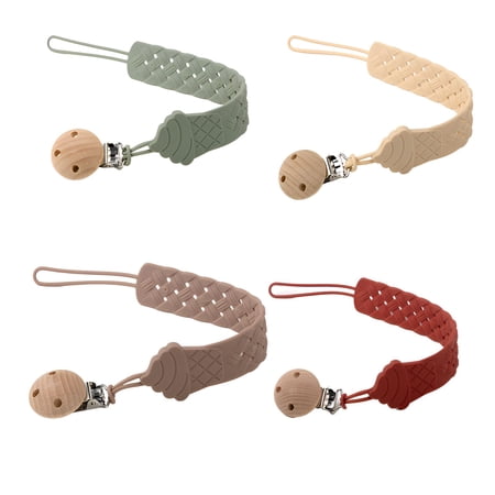 XIRQI 4Pcs Pacifier Clip,Hassle-Free Pacifier Holder,Protective Chain Baby Pacifier Clip,Color Mixxing3