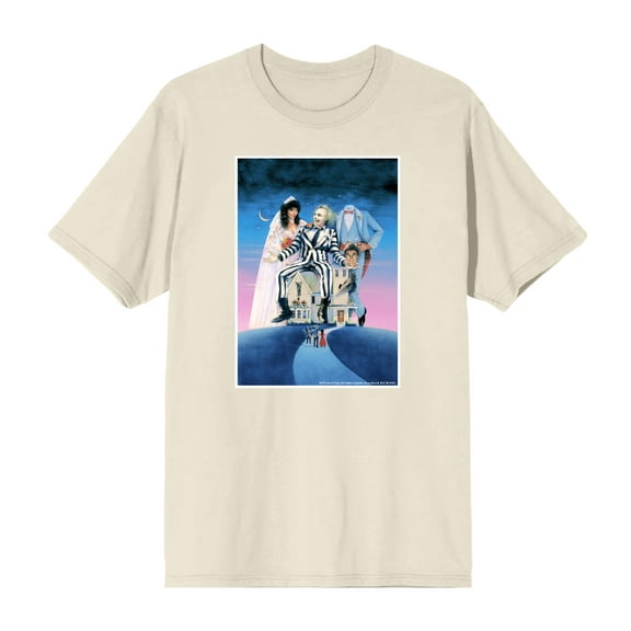 Beetlejuice Mansion Key Art Men's Natural Crew Neck Short Sleeve Tee-XL