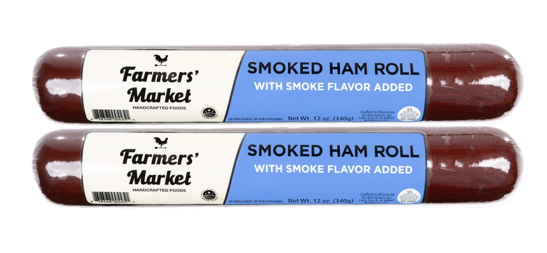Farmer's Market Smoked Ham Roll, Shelf-Stable Sausage, Keto, Gluten Free, 2 Pack, 24 oz
