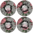 thumbnail image 2 of Shower Caps,Pioneer Flower Floral Print Pattern Waterproof Shower Cap for Women 4 Pieces,Double Reusable Hair Cover for Shower PEVA Elastic Stretch Hem, 2 of 7
