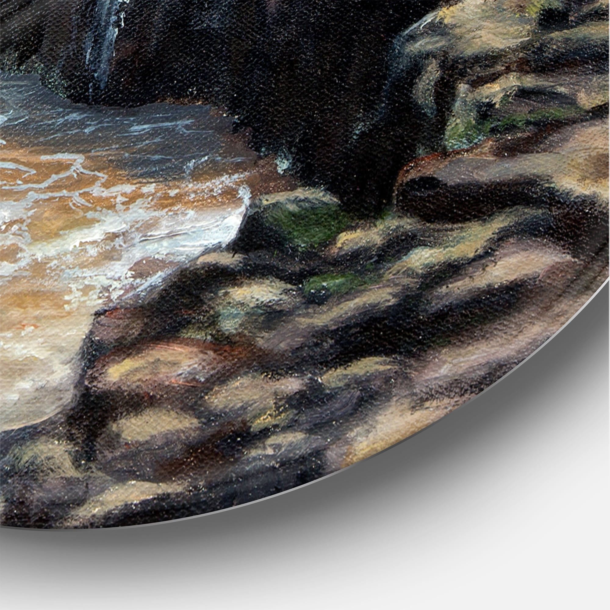 Designart 'Wild Ocean Waves Breaking On The Shore' Nautical & Coastal Circle Metal Wall Art 29x29 - Disc of 29