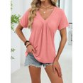 thumbnail image 7 of Cuteduck Women's Short Sleeve V-Neck T-Shirt – Ruched Detail, Loose Fit Solid Color Soft Summer Top – Casual Everyday Essential S-2X, 7 of 7