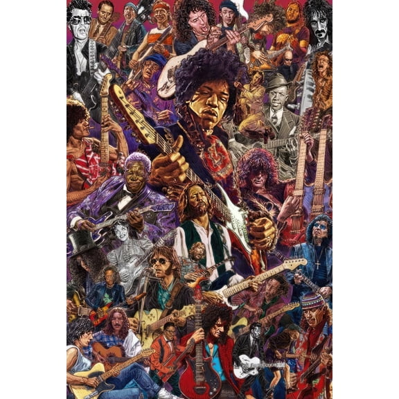 Legendary Music Artist - Pop-Art Music Poster (The Greats - Eric Clapton, Jimi Hendrix, B.B. King, Santana, Brian May and more) (Size: 24" x 36")