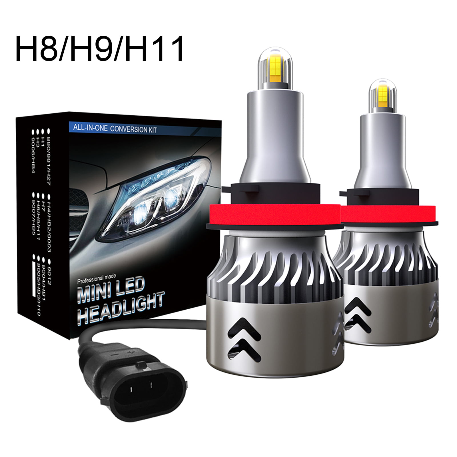 9004 HB1 LED Headlights Bulbs 55W 8000LM Kit High Low Beam Premium 3000K Yellow