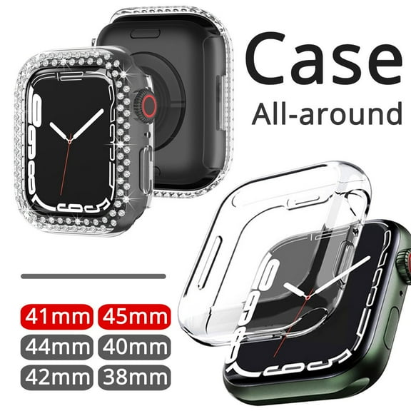 LEIXIUER All-around Case for Apple Watch Case 40mm 45 mm 41 mm 44mm 42mm 38mm Ultra-thin TPU Clear Frame Soft Cover for iWatch Series 3 6 7 5 4 3 2 1 SE -Diamond