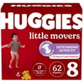 thumbnail image 1 of Pañales Huggies Little Movers, talla 8 (más de 21 kg), 62 unidades, 1 of 9