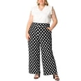 thumbnail image 2 of CURVY GLAM Women's Plus Size Elastic Waist Wide Leg Palazzo Oversize Pants 1X Black, 2 of 7