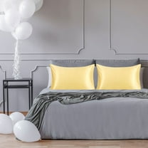 Unique Bargains 2-Pack 19 Momme 100% Natural Silk Pillowcases Champagne Color King