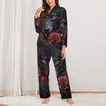 thumbnail image 2 of Sikiie Rose Full Moon Black Wolf Women's Long-Sleeve Shirt and Full-Length Bottom Pajama Set (s-xxl)-Large, 2 of 7