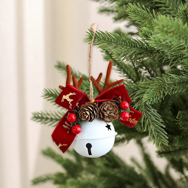 Colgante Navideño de Metal Blanco con Forma de Campanas | Decoración Festiva | Material Resistente | 11 X 11 X 6,2 Cm | 35 G