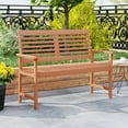 thumbnail image 4 of Costway Patio Solid Wood Loveseat with Inclined Backrest & Slatted Seat Teak Painting, 4 of 10