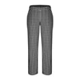 thumbnail image 4 of Womens Summer Pants with Pockets Plaid Comfy Elastic Linen Blend Pants Ankle Length Straight Leg Trousers (S, Black), 4 of 6