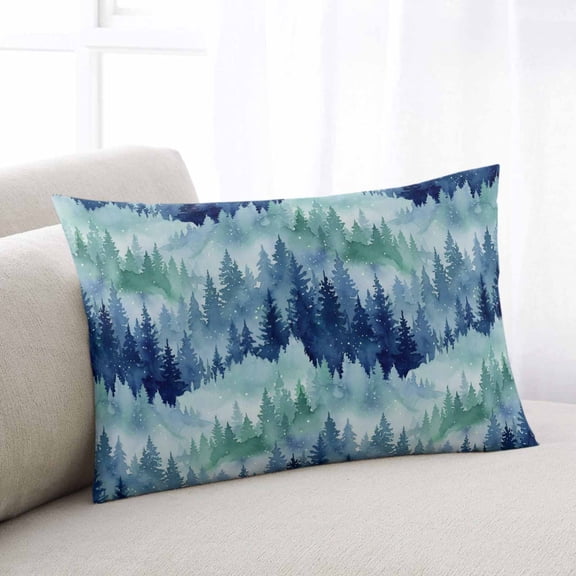 Navy Blue Forest Throw Pillow Covers, Blue Ombre Trees Abstract Art Soft Breathable Pillow Cases with Invisible Zipper for Sleeping, Toddler Pillowcases for Couch Bed Sofa Chair 12x20 Inches