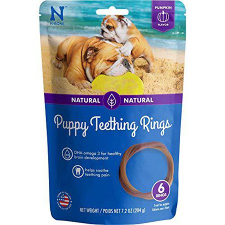 UPC: 0657546113017 | N-Bone Puppy Teething Ring Pumpkin Flavor – Dried Dog Treats – 7.2 Oz/(6 Count)
