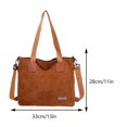 thumbnail image 2 of Bolso de mano de pana para mujer Bolso de hombro de invierno Bolso hobo con cremallera y asa superior (marrón), 2 of 7
