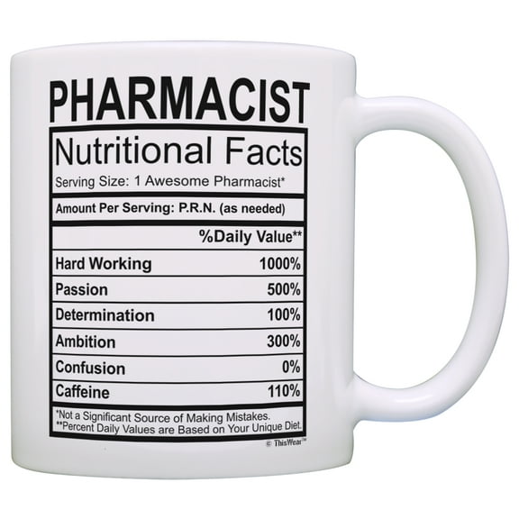 ThisWear Pharmacist Gifts for Women Pharmacist Nutritional Facts Pharmacist Graduation Gifts Pharmacist Gift Ideas 11 ounce Coffee Mug