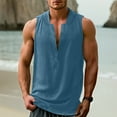thumbnail image 2 of Yghzkop Men's V-Neck Sleeveless Cotton-Linen Blend Tank Top Lightweight Breathable Summer Beach Shirt Boho Casual Streetwear, 2 of 7