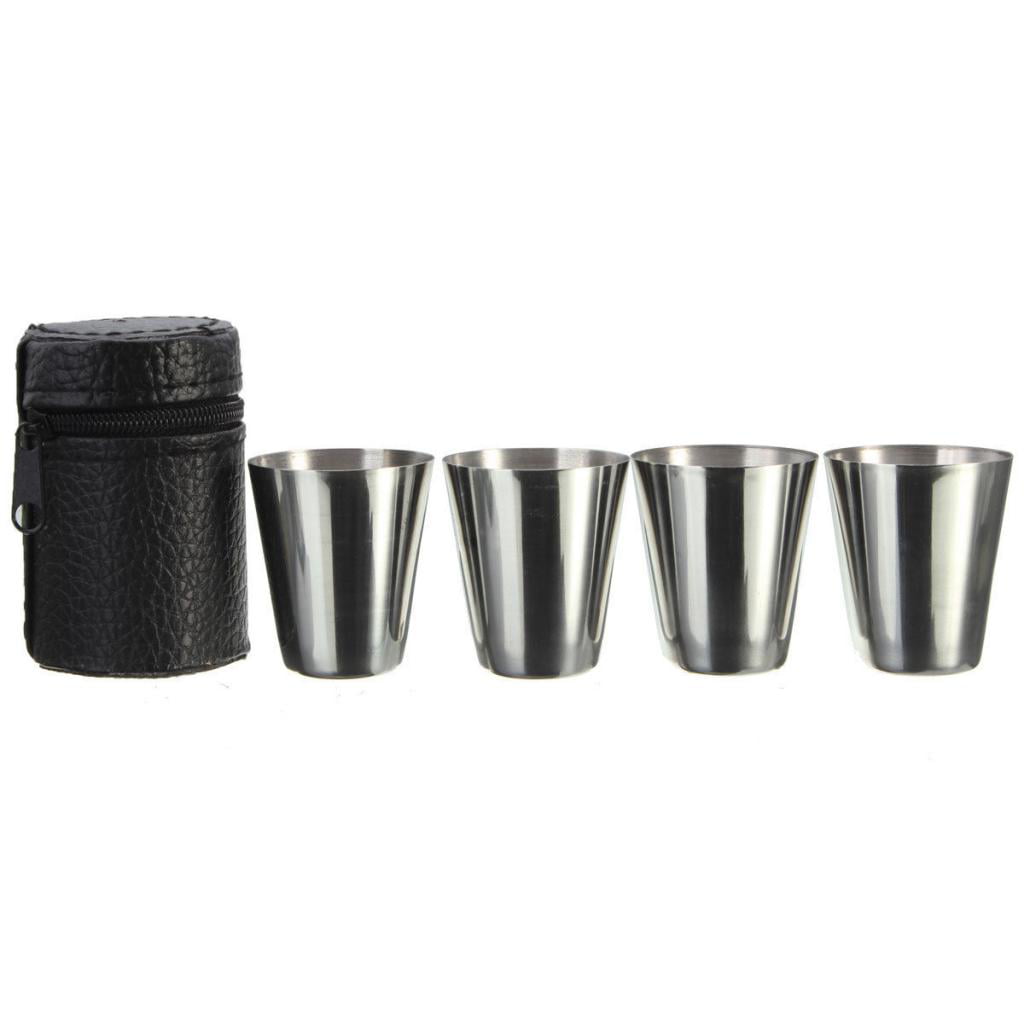 4PCS/Set Stainless Steel Cup Mug PU Cover Case Coffee Tea Beer Camping Tumbler 