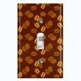 thumbnail image 1 of Metal Light Switch Wall Plate Outlet Cover (Mocha Coffee Bean Espresso Cup Cappuccino Grounds - Single Toggle), 1 of 2