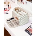 thumbnail image 3 of Large Makeup Bag Checkered Travel Toiletry Bag for Women, Wide-open Cosmetic Make up Organizer with Handle, Wet Pocket, Travel Bag for Toiletries, 3 of 10