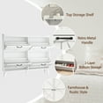 thumbnail image 4 of YouTrend Shoe Storage Cabinet with 4 Flip Drawers, Farmhouse Shoe Organizer for Entryway, White, 4 of 10