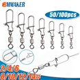 thumbnail image 2 of Conector de pesca de 50/100 piezas, anzuelos de pesca rodantes de acero inoxidable, señuelo de Pesca de Mar, Pin multifunción, aparejos de plantilla, 2 of 4