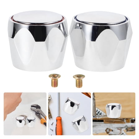 Luxshiny Shower Knob Replacement Kit, Silver Plastic Faucet Handles, Easy Install, Durable, 1Set