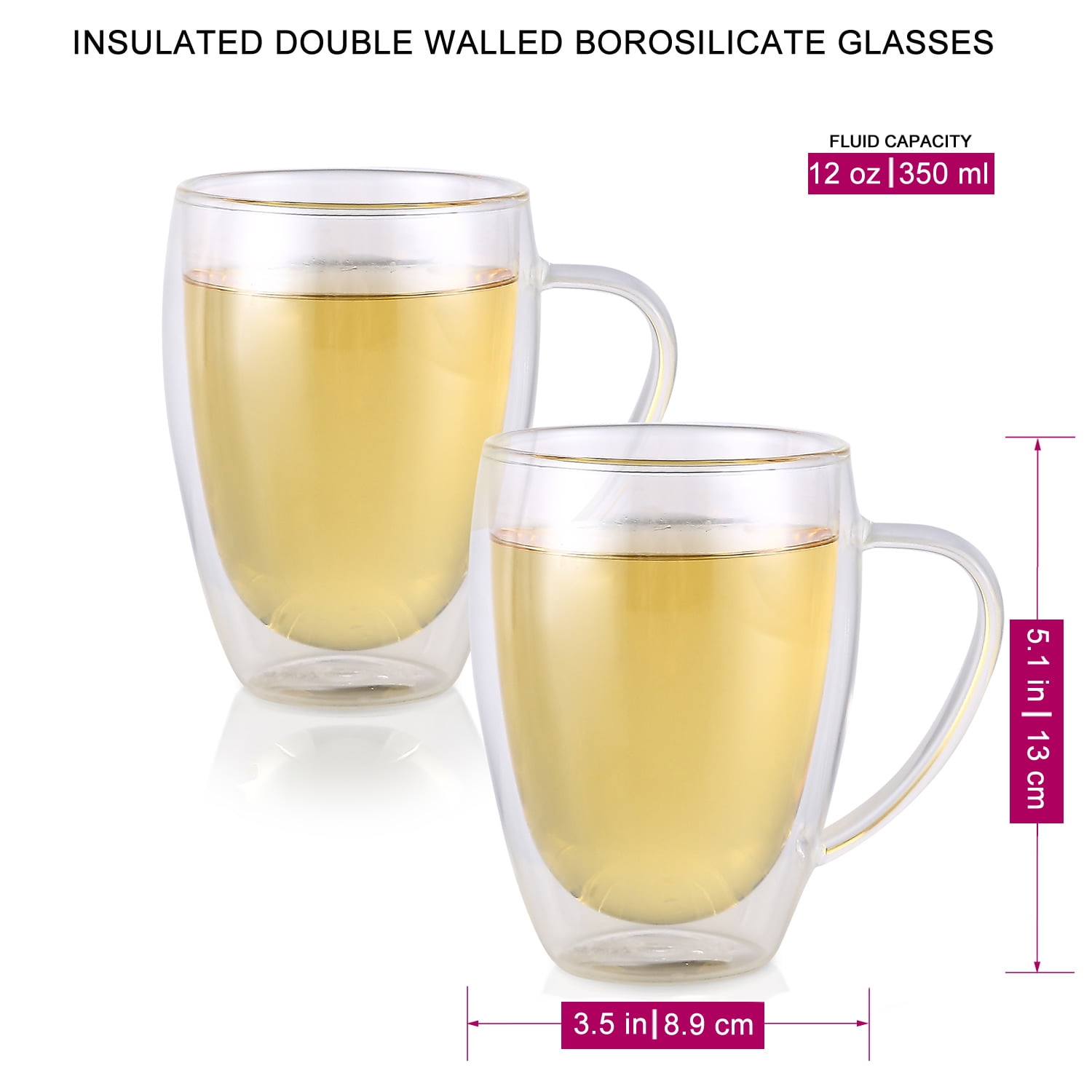 Teabloom Clear Bliss® Double Wall Glass Tea Cups 