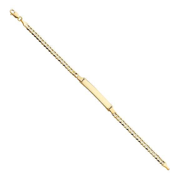 Wellingsale 14k Yellow Gold Polished 4mm ID Concave Curb Bracelet with Lobster Claw Clasp - 7.5"