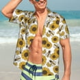 thumbnail image 5 of Picia Sunflowers and Bees Gentle Cotton Regular Fit Short Sleeve Casual Hawaiian Shirt for Men-Small, 5 of 9