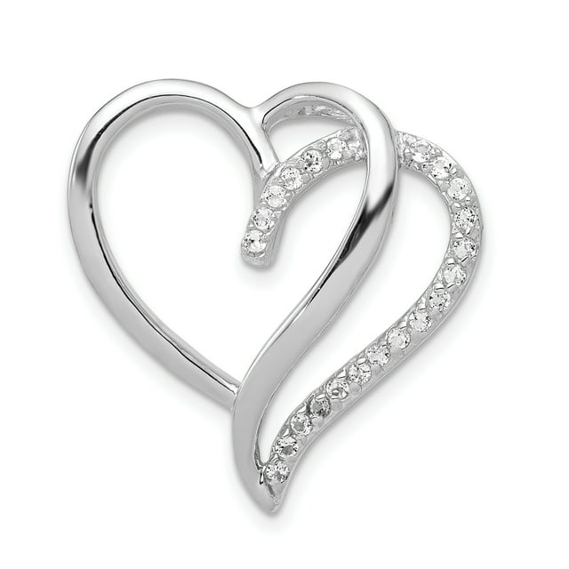 Pendentif en Forme de Coeur en Zircone en Argent Sterling 925