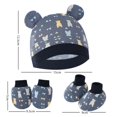 thumbnail image 2 of GYRATEDREAM 3 Pcs Newborn Baby Anti Scratching Gloves + Foot Cover + Hat Set Infant Boys Girls Soft Cotton No Scratch Mittens Socks Cute Turban for 0-6 Months, 2 of 3