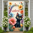 thumbnail image 3 of Cartoon Cow Welcome Banner Sunflower Design Farm Display Bee Pattern Purple Bow Spring Backdrop for Farmhouse Decoration Spring Party Welcome Ceremony, 3 of 9