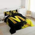 thumbnail image 3 of Manfei Boys Girls Letter Monogrammed M Full Size Comforter Sets 3-Piece,Sport Baseball Bedding Comforter Set,Graffiti Splash Lightweight Bedding Sets,Ultra Soft Home Decor,Reversible, 3 of 8