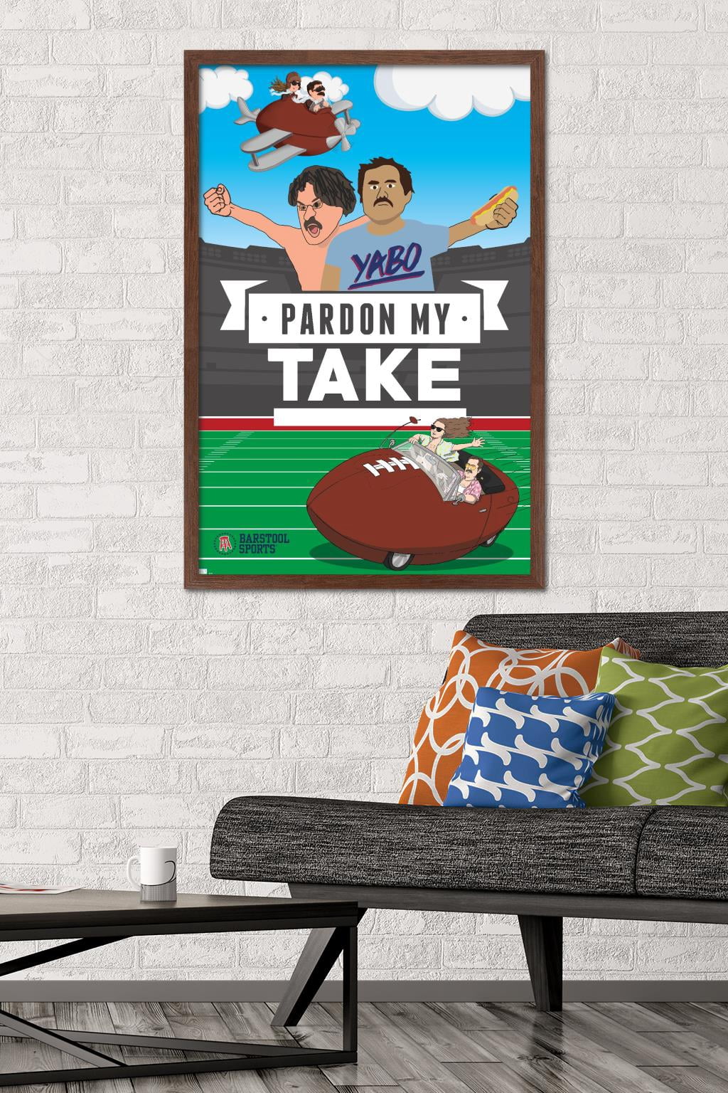 Barstool Sports - Pardon My Take Wall Poster, 22.375" x 34" Framed