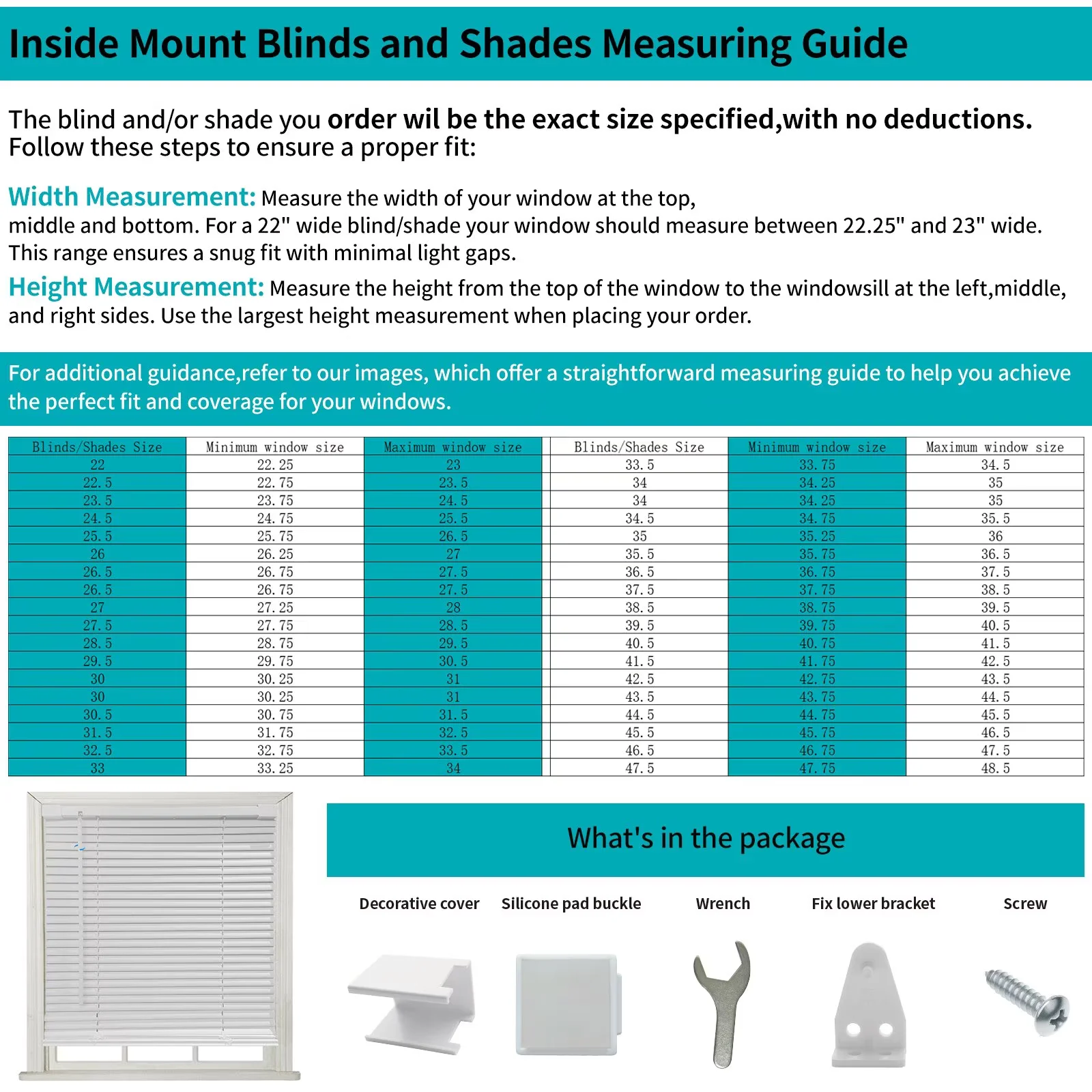 MYshade No Tools-No Drill Gray-34"W*48"H Cordless 1" Light Filtering Mini Blinds for Indoor Windows Horizontal Shades with Smooth Lift & Dustproof Slats