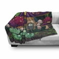 thumbnail image 3 of Mushroom Soft Flannel Fleece Throw Blanket, Illustration of a Long Worm near Mushroom Houses Fictional Little Creatures, Cozy Plush for Indoor and Outdoor Use, 50" x 70", Multicolor, by Ambesonne, 3 of 6