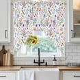 thumbnail image 4 of Botanical Flowers Kitchen Window Curtains, Swag Curtains Valance for Bedroom Living Room Bathroom, Watercolor Floral Plants Country Rod Pocket Window Treatment Curtain Block Drapes 2 Panels 36"x63", 4 of 9