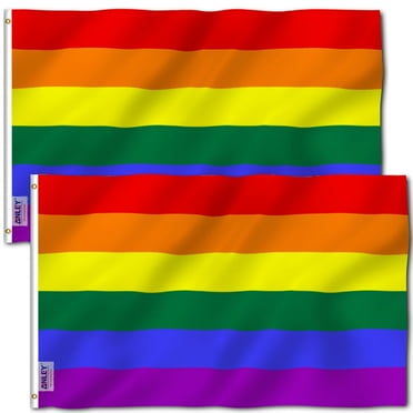 ANLEY (Pack of 2) 3x5 Foot Rainbow Flag 6 Stripes - Pride Flags Banner Polyester