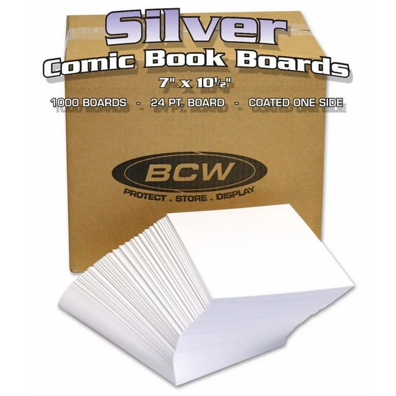 1 case of 1000 (Bulk) BCW Acid Free 7" x 10" Silver Age Comic White Backing Boards