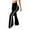 Black, variant on High Waist Flared Leg Pants with Side Stripe Detailing for Women Stretch Athletic Yoga Fitness Trousers