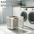 thumbnail image 3 of Brabtod White Large Foldable Laundry Basket with Wheels, Hollow Ventilated Plastic Laundry Hamper for Bathroom & Laundry Room, 3 of 7