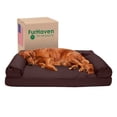 thumbnail image 1 of Furhaven Cama ortopédica para perros grandes con refuerzos extraíbles y funda lavable, para perros de hasta 95 libras - Sofá acolchado - Café, Jumbo/XL, 1 of 5
