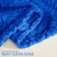 thumbnail image 6 of Exclusivo Mezcla King Size Jacquard Weave Wave Pattern Flannel Fleece Velvet Plush Bed Blanket as Bedspread/Coverlet/Bed Cover (90" x 104", Cobalt Blue), 6 of 7