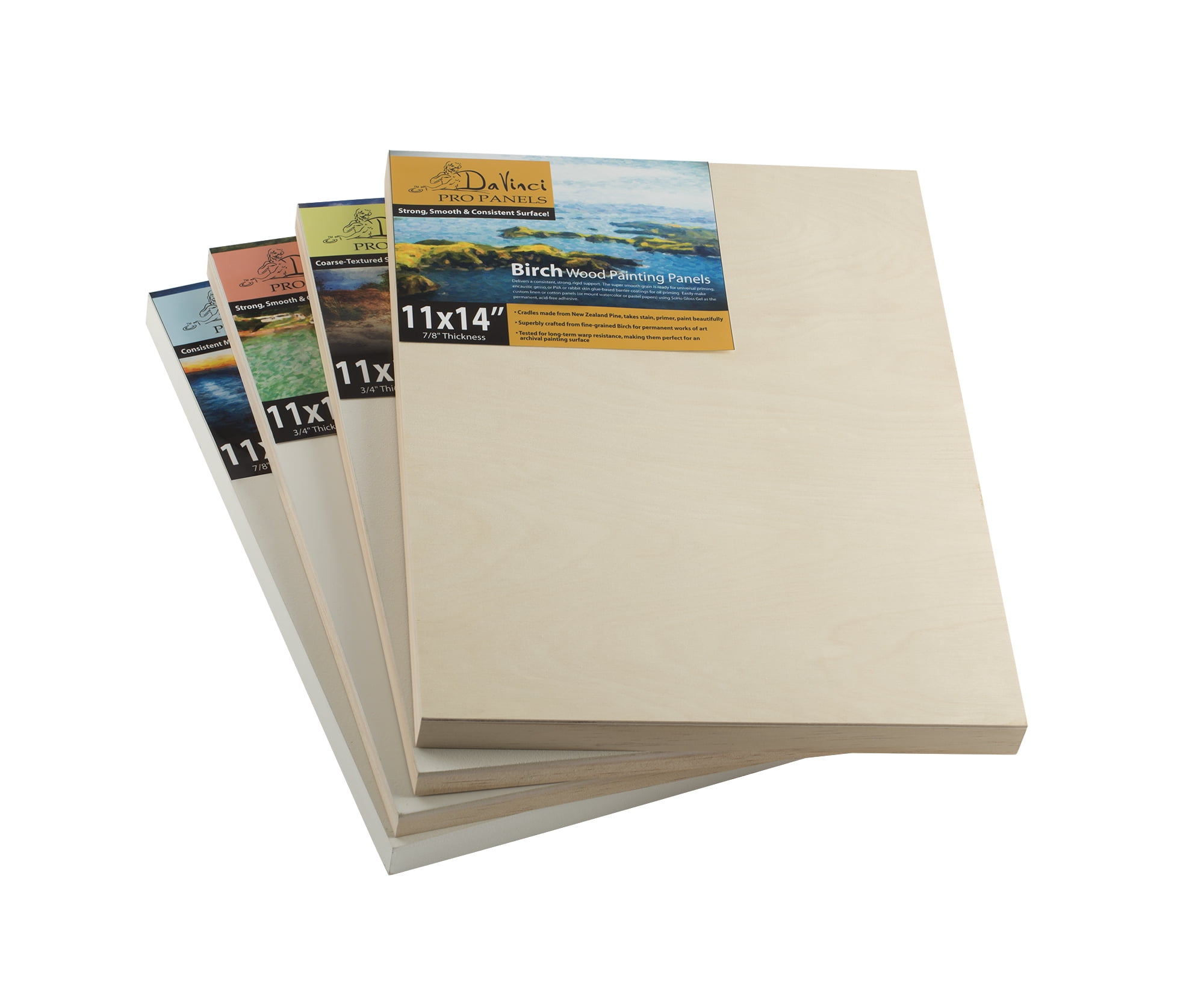 Da Vinci Pro Medium Textured Gesso Panel - 8x8"  - 6 Pack - 2" Depth Wood Panels for Painting - Accepts Mediums like Canvas - For Oils, Acrylics, Mixed Media, Pastels & Drawing Sticks