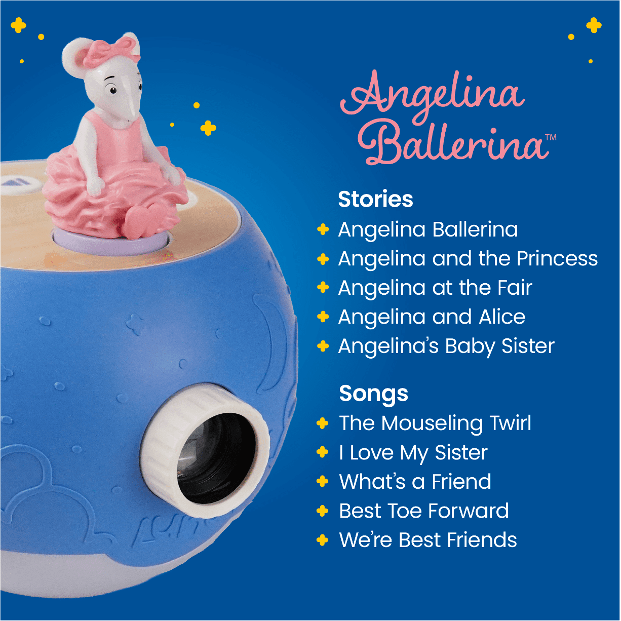 Luna StoryTime Angelina Ballerina Character Cartridge - Projects 5 Dancing Stories and 5 Songs, Over 45 Minutes of Graceful Audio Content | Gift and Toy for Ages 3+