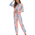 thumbnail image 4 of Defitshape Women's Long Sleeve Pajama Set Soft Pant Pajamas Cute Long Tie Dye Printed 2 Piece Fall Spring Sleeping Pjs Blue X-Large, 4 of 4